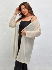 Casual Cardigan Solid Open Front Long Sleeve Medium Stretch