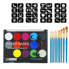 15-color Water Soluble Body Paint - Quick Drying Fluorescent Colors