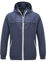 Men's Windbreaker Hooded Jacket Slim Fit Waterproof Trench Coat
