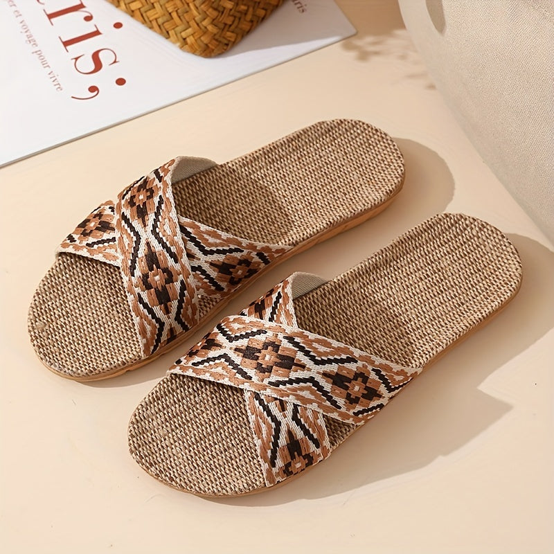 Minimalist Linen Lightweight Non Slip Open Toe Slides