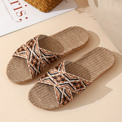 Minimalist Linen Lightweight Non Slip Open Toe Slides