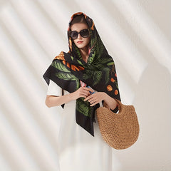 Boho Palm Pattern Bandana Silk Tube Top Shawl