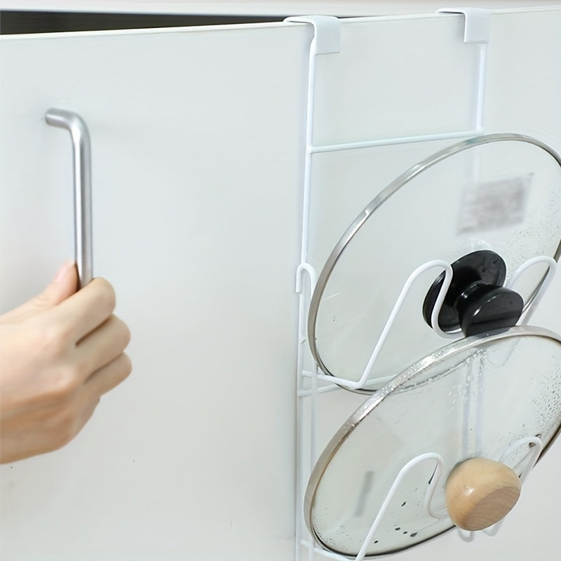 2 Tier Pot Lid Holder Over Cabinet Door Hanging Cutting Board Rack