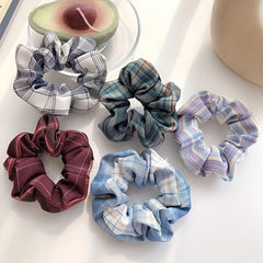 10pcs Plaid Hair Tie Elastic Ponytail Holder Hair Accessories For Women Girls