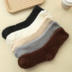 5 Pairs Fuzzy Socks Warm & Comfy Mid Tube Stockings for Women