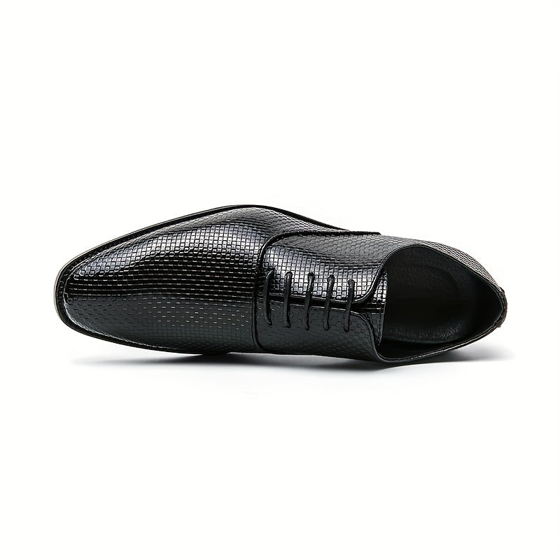 Men's Woven Effect Oxford Shoes Lace up Front Dress Shoes For Men