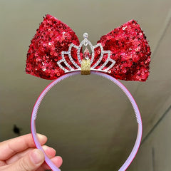 Sequin Bow Crown Hair Hoop & Hair Clips for Girls