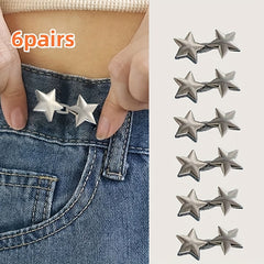 6 Pairs Star Shaped Waist Buckles No Sew Adjustable Clips