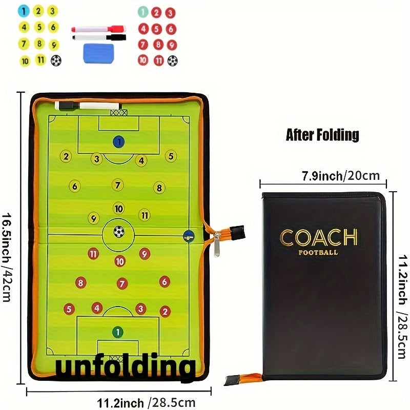 Coach Tactical Board Magnetic Zipper Football Strategy Pen Soccer Clipboard