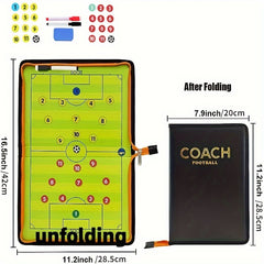 Coach Tactical Board Magnetic Zipper Football Strategy Pen Soccer Clipboard