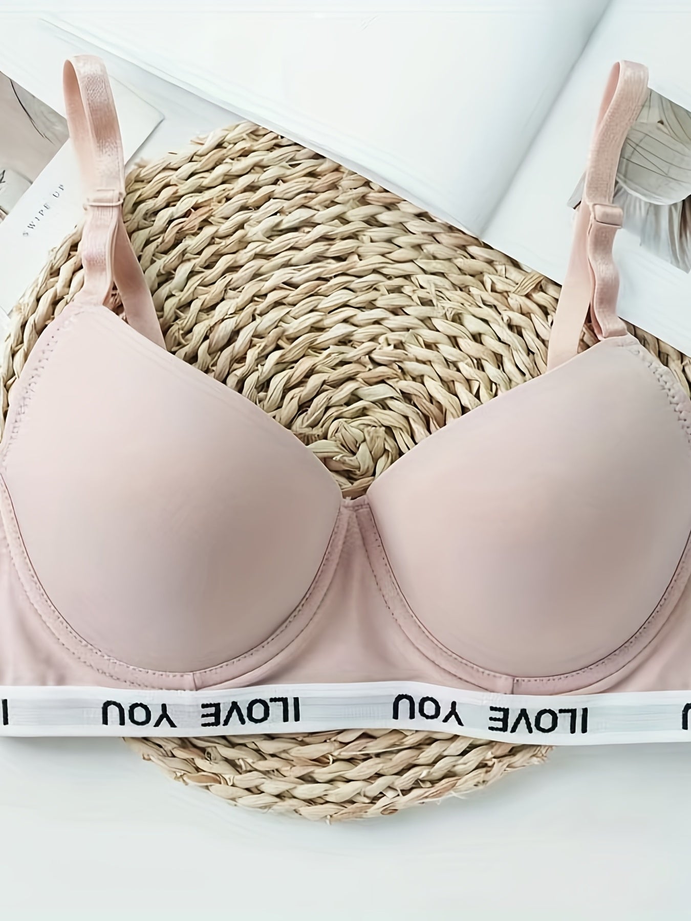 Comfy Push Up Bra Letter Print T Shirt Style