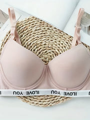 Comfy Push Up Bra Letter Print T Shirt Style