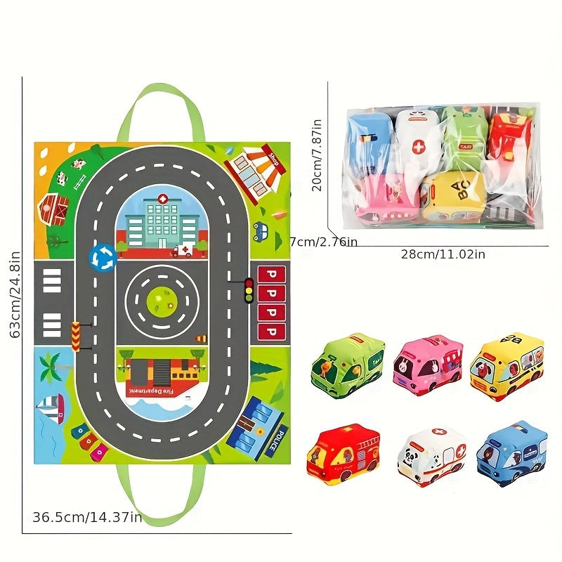 Fabric Toy Set: Cars & Animals, Play Mat & Bag, Rattles & Crinkly Paper