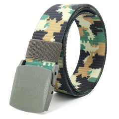 Men's Breathable Nylon Belt With Buckle Camouflage Canvas