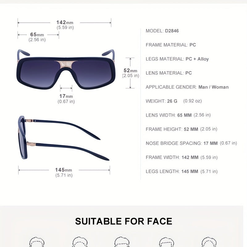 Men's Steampunk Style Sunglasses Retro One piece Glasses