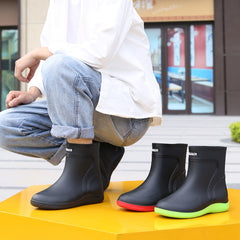 Men's Waterproof High Top Rain Boots Non-Slip Soft Insole