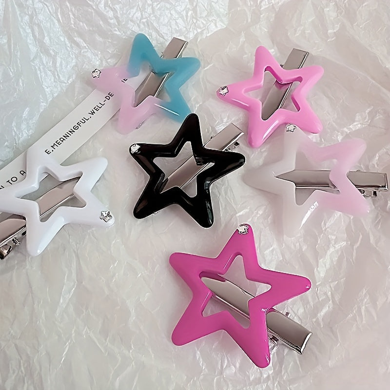 6pcs Star Hair Clips Decorative Hair Accessories for Girls