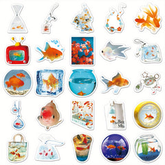 50pcs Goldfish Ins Wind Fun Cartoon Stickers Self Adhesive Vinyl Decals