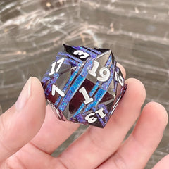 Metal D20 33mm Striped Dice Game Accessories
