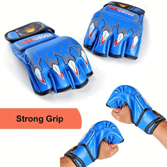 Boxing Half Finger Gloves Taekwondo Karate Protective Gear One Size