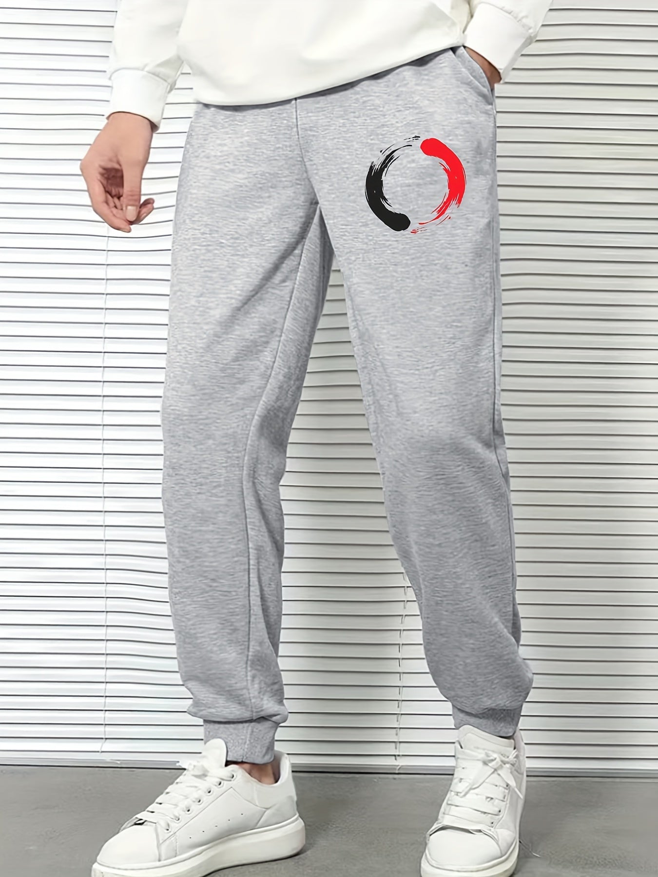 Red Print Men's Sports Trousers for Spring Summer Autumn
