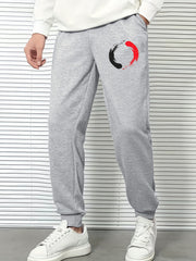 Red Print Men's Sports Trousers for Spring Summer Autumn