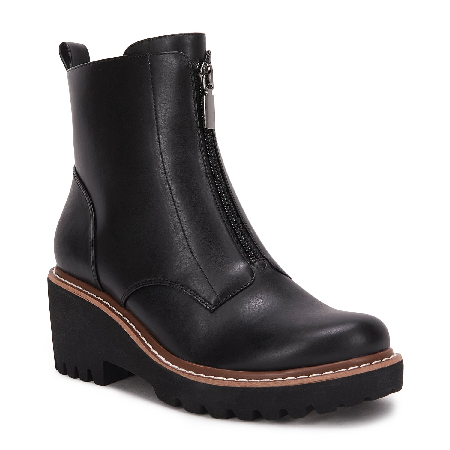 Women's Chunky Heel Ankle Boots Front Zipper Outdoor Non Slip Boots