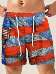 US National Flag Quick Dry Hawaiian Board Shorts Men's Swim Trunks