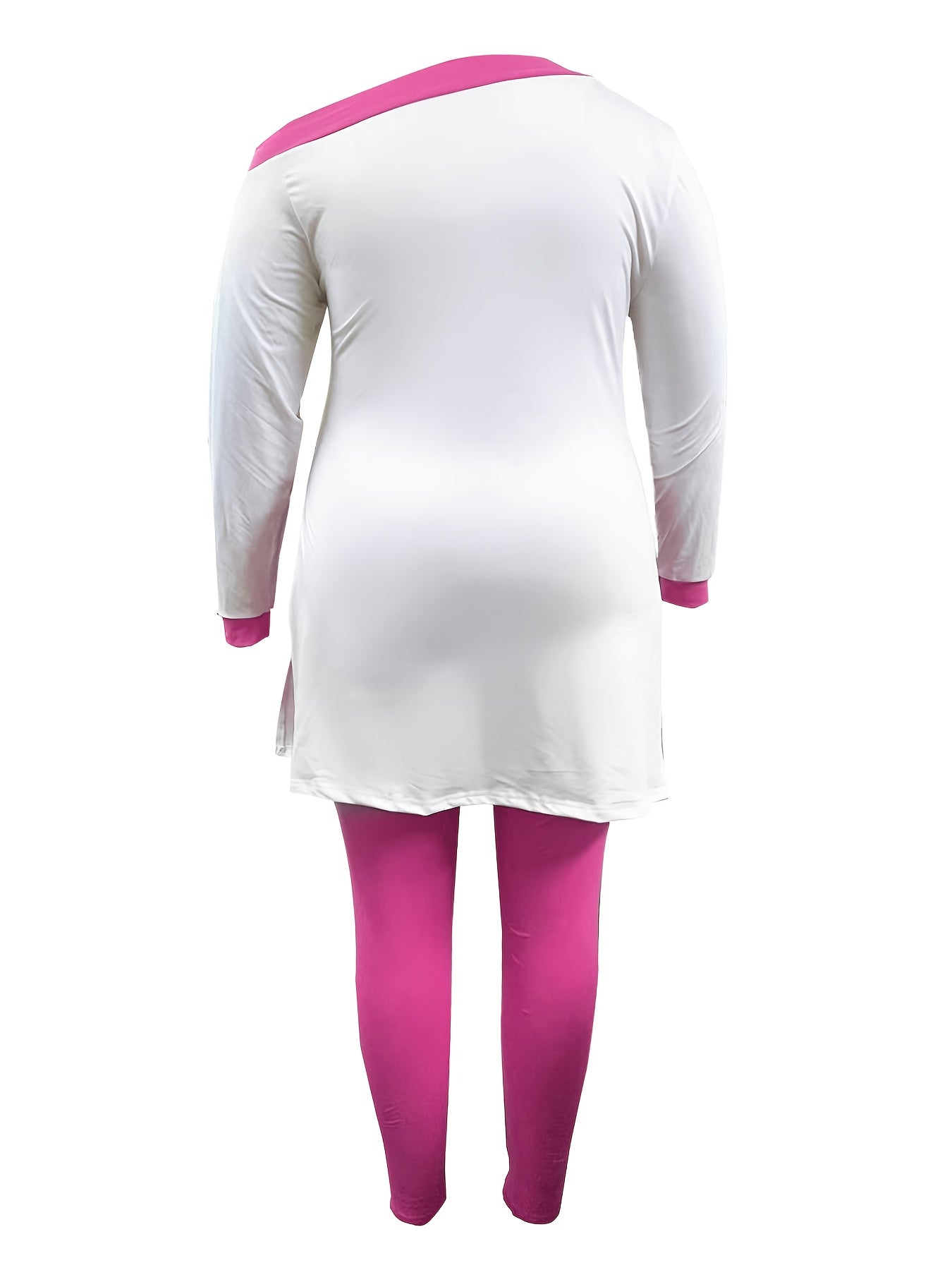 Women's Plus Lip Print One Shoulder Tee & Leggings Set