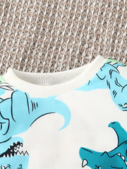 Boy's Dino Graphic Casual Set Toddler Baby Sweatshirt & Pants