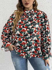 Floral Print Lantern Sleeve Blouse