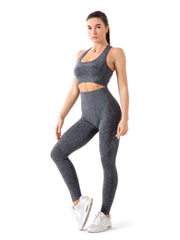 Seamless Ribbed High Waist Leggings Set