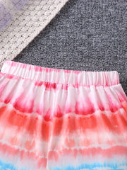 Toddler Girls Tie Dye Graphic Elastic Waist Track Shorts