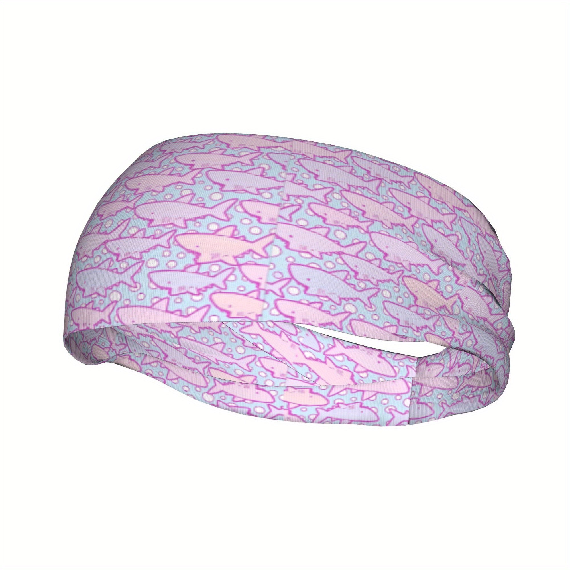 Shark Print Sports Headband Sweat Wicking Stretchy & Breathable Polyester