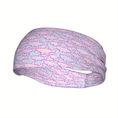 Shark Print Sports Headband Sweat Wicking Stretchy & Breathable Polyester