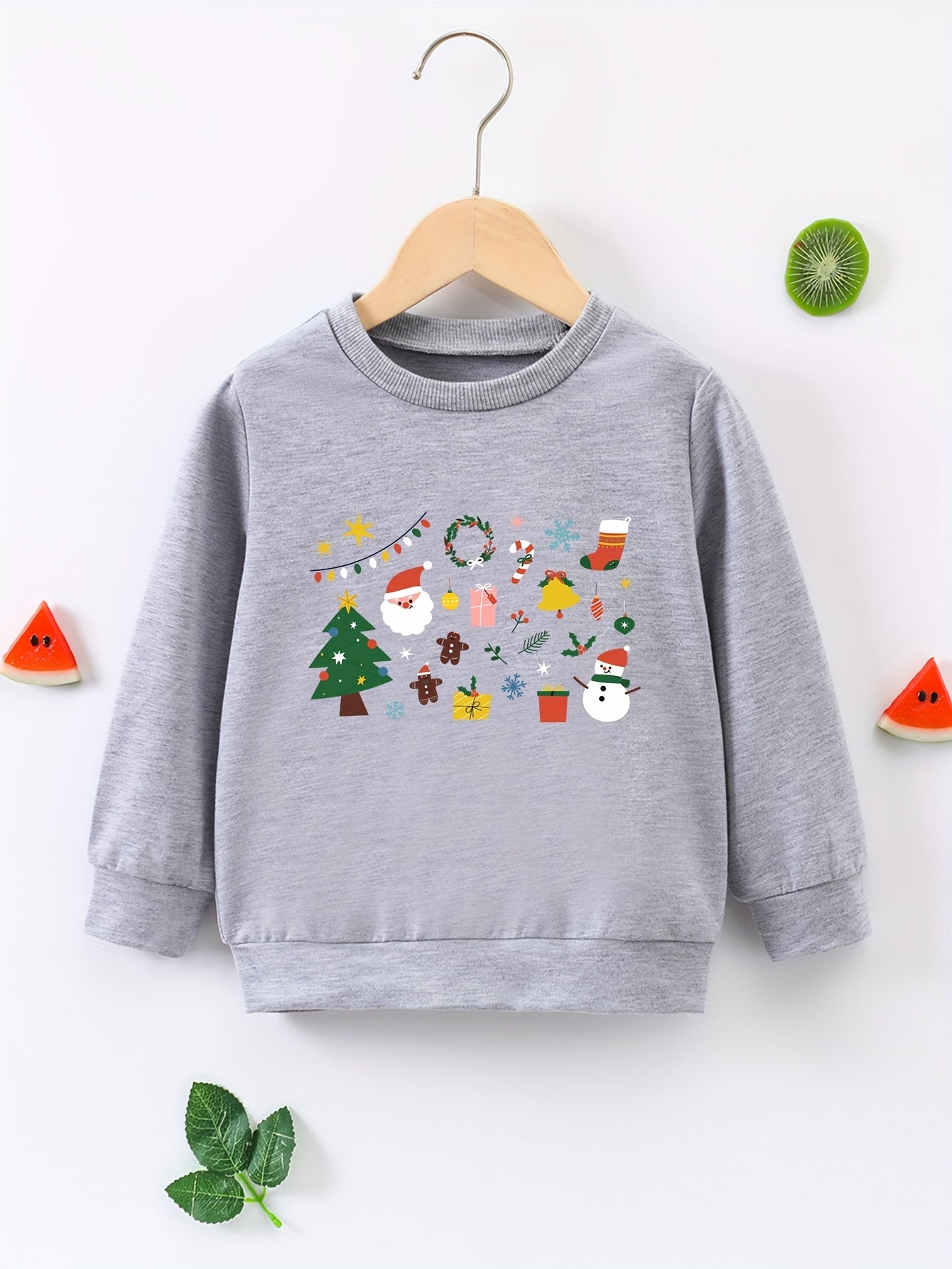 Christmas Stickers Boys Sweatshirt Long Sleeve Pullover