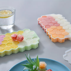 Honeycomb Ice Cube Tray with Lid 37 Grids for Easy Ice Removal