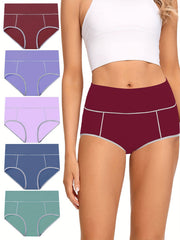 5pcs High Waist Briefs Stretchy Intimates Panties Women's Lingerie