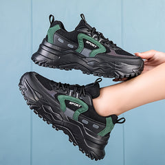 Women's Letter Lace up Chunky Sneakers Non slip Thick Sole Running Shoes