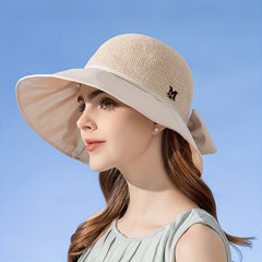 Wide Brim Sun Hat Bow Decor Casual Bucket Hat for Summer
