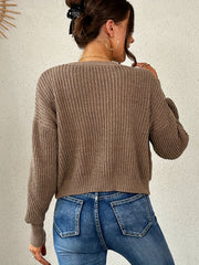 Casual Ribbed Knit Long Sleeve Open Front Cardigan