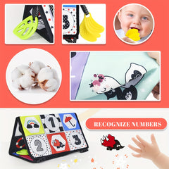 3-in-1 Sensory Mirror Cloth Book for Babies High Contrast Visual Stimulation Toy