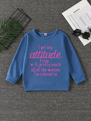 Girls Sweatshirt Attitude Print Crew Neck Long Sleeve Pullover For Pre Teens