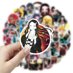 50pcs Anime Themed Waterproof Vinyl Stickers - Laptop, Skateboard, Luggage Decal