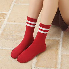 10 Pairs Striped Crew Socks Women's Stockings & Hosiery