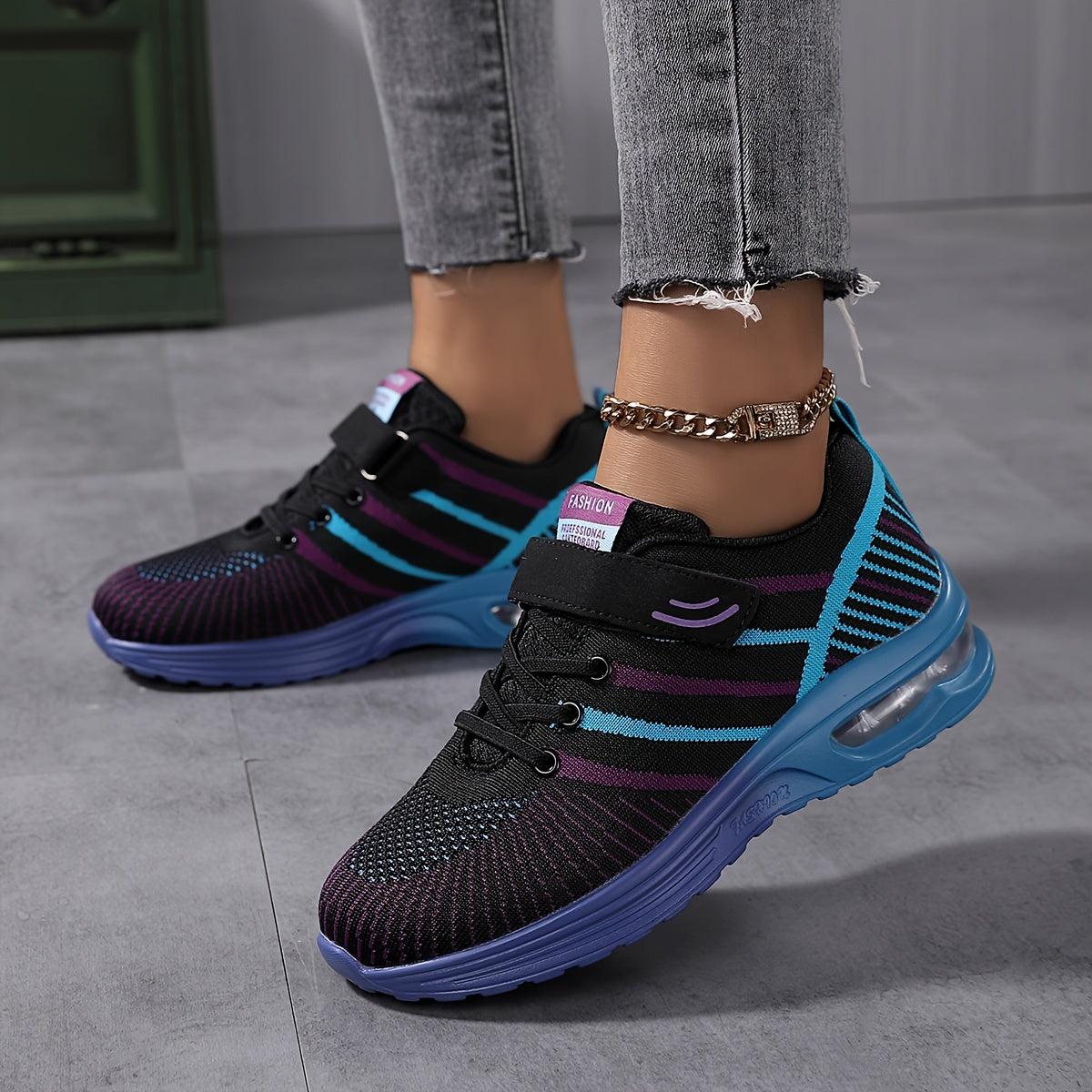 Women's Breathable Running Shoes Hook & Loop Fastener Athletic Sneakers