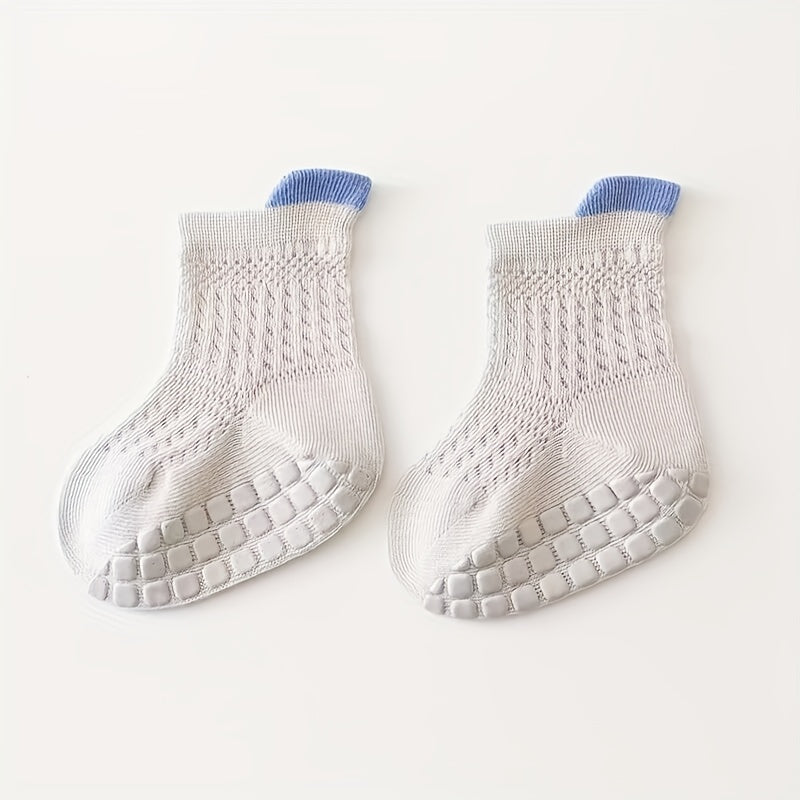 6 Pairs Baby Boys Mesh Breathable Crew Socks Anti-Skid Toddlers Children's Socks