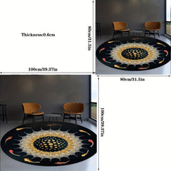 Round Floral Bohemian Floor Mat for Home Decor