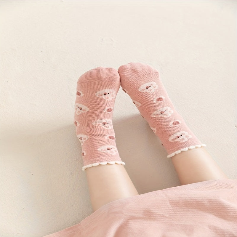5 Pairs Girls Kids Socks Elastic Comfy Warm Socks For Autumn Winter
