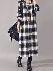 Gingham Print Polo Neck Shirt Dress